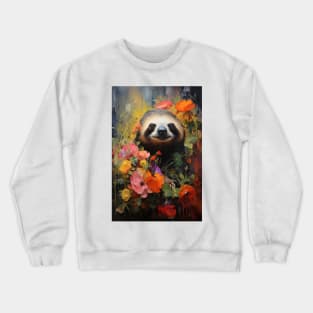 Flower Garden Sloth Crewneck Sweatshirt